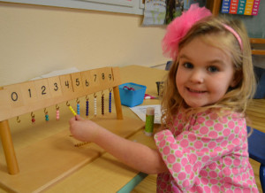 Student using counting materials